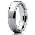thumbnail image 1 of Tungsten Wedding Band 6mm Silver Tungsten Ring Tungsten Carbide Ring Beveled Edges (6), 1 of 3