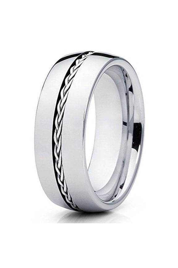 Tungsten Wedding Band 8mm Braid Tungsten Ring Tungsten Carbide Ring Men's Tungsten Band