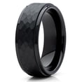 thumbnail image 1 of Tungsten Wedding Band Black Tungsten Ring 8mm Tungsten Carbide Hammered Band Comfort Fit Men Women, 1 of 3