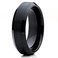 thumbnail image 1 of Silly Kings Jewelry 6mm Black Brushed Tungsten Carbide Wedding Ring Polished Beveled Edges Mens Womens Band (10), 1 of 3