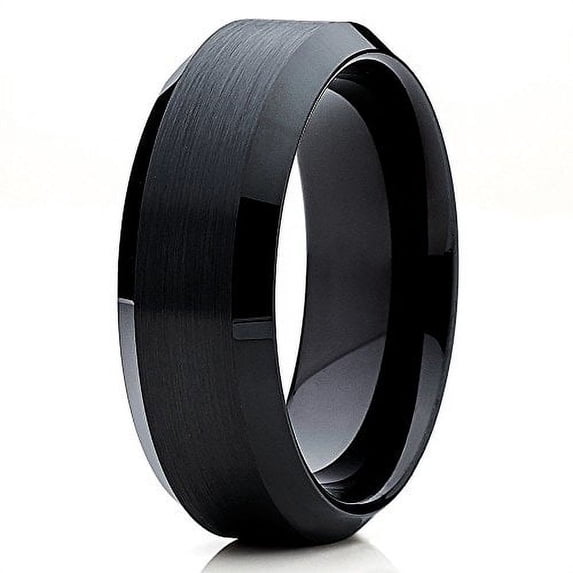 Tungsten Wedding Band Black Tungsten Ring Men and Women Black Brushed Tungsten Band Comfort Fit 8mm