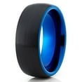 thumbnail image 1 of Tungsten Wedding Band Blue Tungsten Ring Black Brushed Top 8mm Tungsten Carbide, 1 of 3