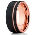 thumbnail image 1 of Tungsten Wedding Band Brushed Black Tungsten Ring 8mm Tungsten Carbide Rose Gold Tungsten Groove Comfort Fit, 1 of 3