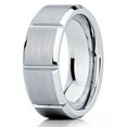 thumbnail image 1 of Tungsten Wedding Band Grooved Tungsten Carbide Ring 8mm Brushed Tungsten Band Men & Women Comfort Fit, 1 of 3