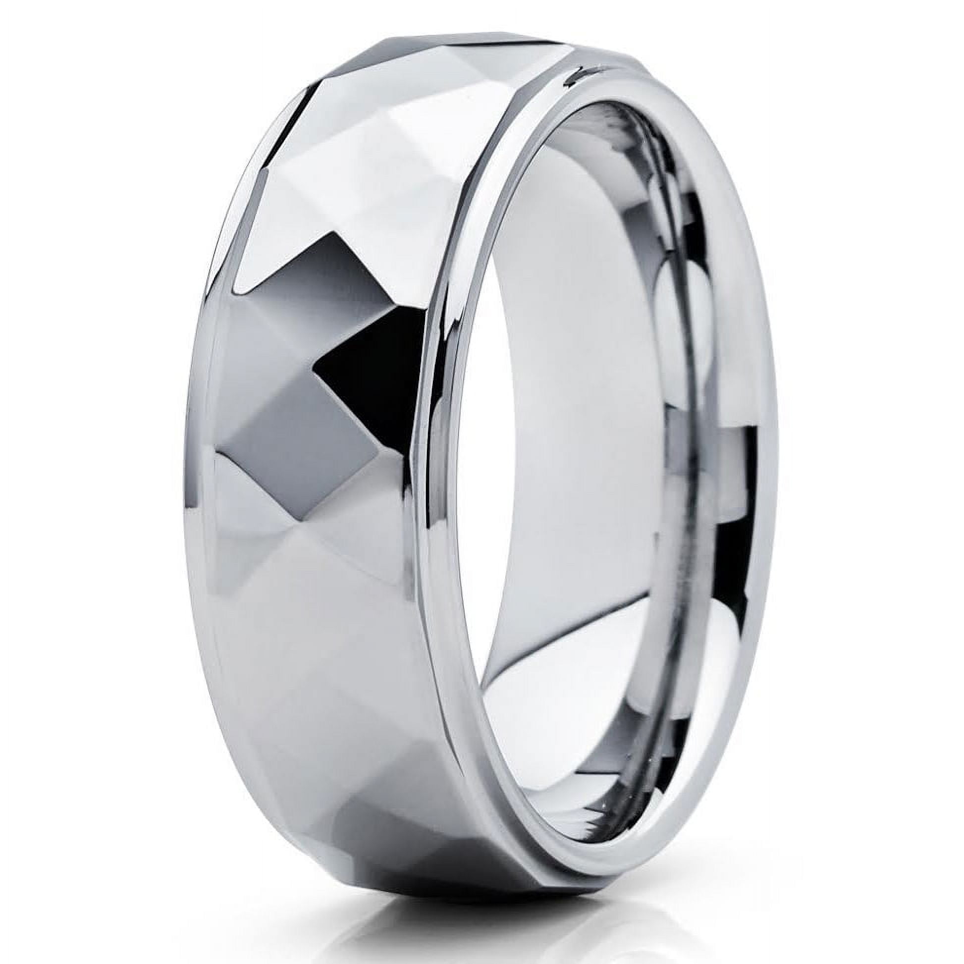 Tungsten Wedding Band Polished Silver Tungsten Ring 8mm