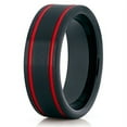 thumbnail image 1 of Tungsten Wedding Band Red & Black Tungsten Ring Tungsten Carbide Ring 8mm Brushed Men & Women Comfort Fit, 1 of 3