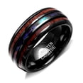 thumbnail image 1 of Tungsten Wedding Band Ring 8mm Men Women Koa Wood Abalone Ginger Lyne Collection, 1 of 5