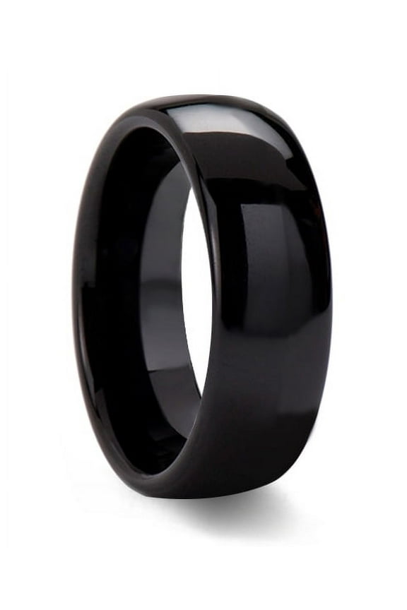 Tungsten Wedding Band Ring 8mm Men's Engagement Black Dome Polished Comfort Fit Lifetime Warranty