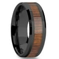 thumbnail image 1 of Tungsten Wedding Band Ring 8mm Men's Engagement Black & Koa Wood Inlay, 1 of 4