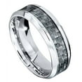 thumbnail image 1 of Tungsten Wedding Band Ring 8mm Men's Engagement Silver with Gray Carbon Fiber Inlay Comfort Fit, 1 of 4