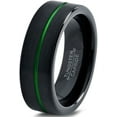thumbnail image 1 of Tungsten Wedding Band Ring 8mm for Men Women Green Black Pipe Cut Brushed Polished Center Line Lifetime Guarantee, 1 of 4
