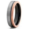 thumbnail image 1 of Tungsten Wedding Band Rose Gold Tungsten 6mm Men & Women Black Tungsten Ring Offset Groove Comfort Fit, 1 of 3