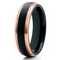 thumbnail image 1 of Tungsten Wedding Band Rose Gold Tungsten Carbide Ring Black Tungsten Band 6mm Tungsten Comfort Fit, 1 of 3