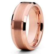SILLY KINGS Tungsten Wedding Band Rose Gold Tungsten Ring 8mm Tungsten Band Brushed Tungsten Comfort Fit