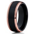 thumbnail image 1 of Tungsten Wedding Band Rose Gold Tungsten Ring Black Brushed Ring Dome Tungsten 8mm Comfort Fit, 1 of 12