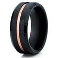 thumbnail image 1 of Tungsten Wedding Band Rose Gold Tungsten Tungsten Carbide Ring 8mm Tungsten Black Brush Comfort Fit, 1 of 3
