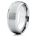 thumbnail image 1 of Tungsten Wedding Band Silver Tungsten Ring 8mm Tungsten Carbide Gray Anniversary Band Comfort Fit Men Women, 1 of 3