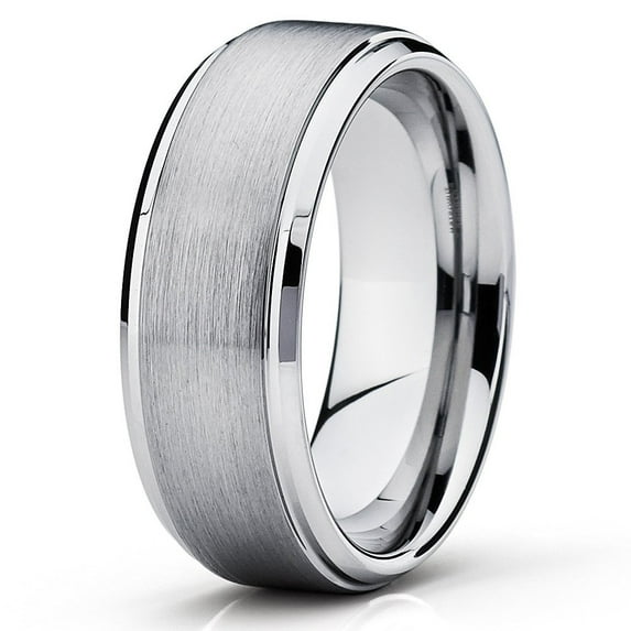 Tungsten Wedding Band Silver Tungsten Ring 9mm Tungsten Carbide Band Tungsten Ring Men Women Comfort Fit