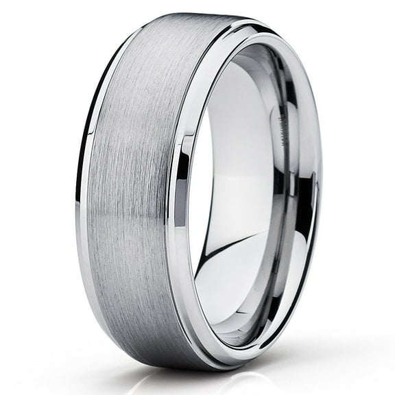 Tungsten Wedding Band Silver Tungsten Ring 9mm Tungsten Carbide Band Tungsten Ring Men Women Comfort Fit