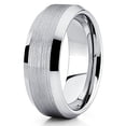 thumbnail image 1 of Tungsten Wedding Band Silver Tungsten Ring Tungsten Carbide Ring 8mm Beveled Edges, 1 of 3