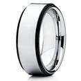 thumbnail image 1 of Tungsten Wedding Band Silver Tungsten Ring Tungsten Carbide Ring 8mm Black Edges Men and Women Comfort Fit (6), 1 of 3