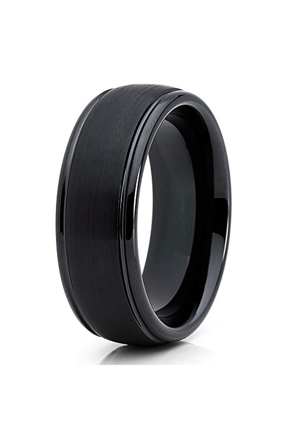 Tungsten Wedding Band Tungsten Carbide Black Tungsten Ring Men and Women 8mm Black Tungsten Comfort Fit