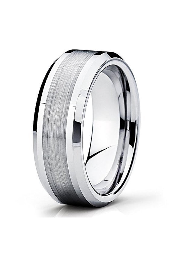 Tungsten Wedding Band Tungsten Carbide Ring Gray Tungsten Ring Men and Women 8mm Brushed Comfort Fit (6)