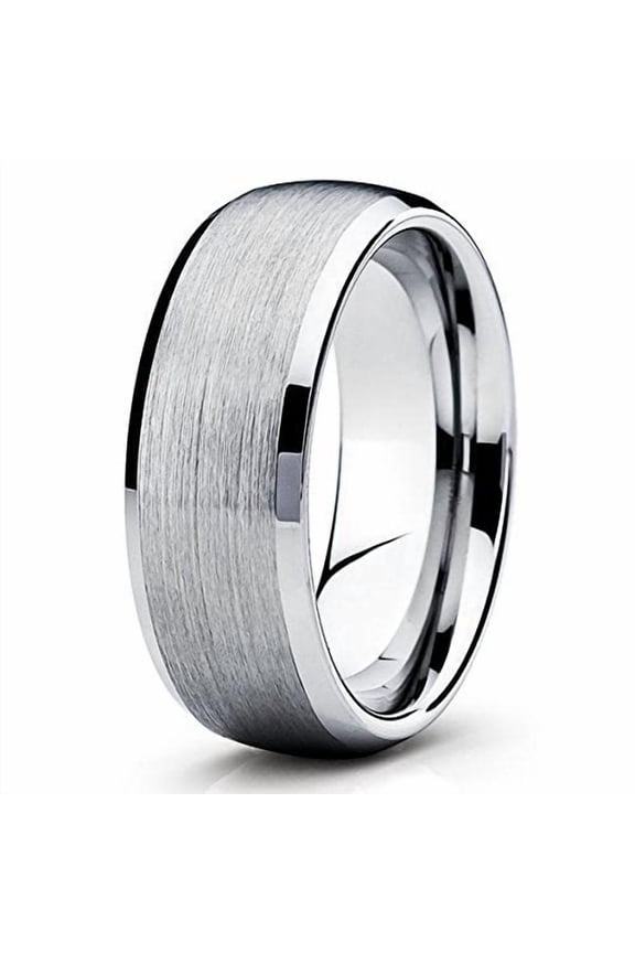 Tungsten Wedding Band Tungsten Carbide Ring Men and Women Gray Tungsten Ring 8mm Brushed Comfort Fit