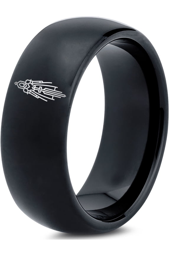 Gamer Tungsten Ring Gifts Black Wedding Band Men Couple Gift Mourning Jewelry Girlfriend