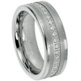 thumbnail image 1 of Jewelry Avalanche Mens Gunmetal Tungsten Eternity CZ Wedding Ring, Pipe Cut, 8mm Anniversary Band, 1 of 6