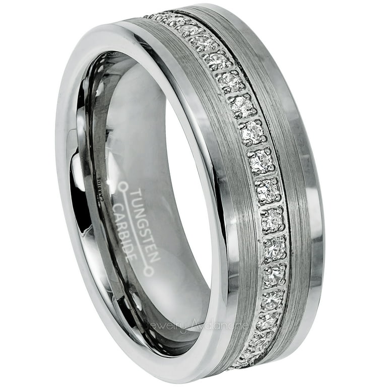 Braided Silver Tungsten Wedding Band Ring - Mens Brushed Tungsten