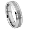 thumbnail image 1 of Tungsten Wedding Ring - Band for Mens & Womens- 6mm Beveled Edge Tungsten Ring - Brushed Center Tungsten Band, 1 of 3