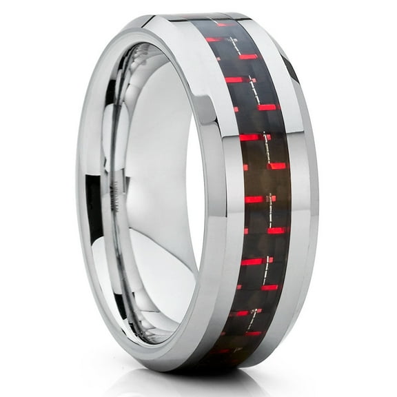 Tungsten Wedding Ring,Silver Tungsten Ring,8mm Wedding Ring,Carbon Fiber Tungsten Ring,Engagement Ring