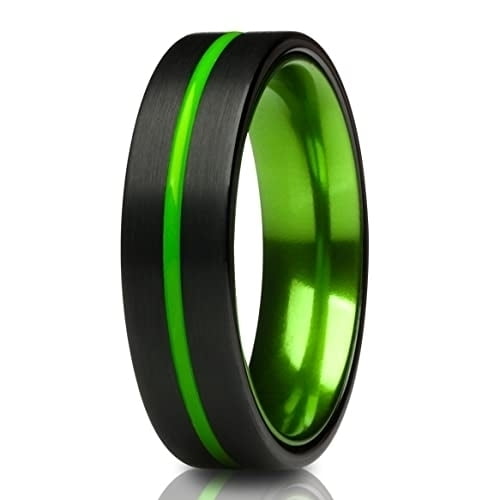 Tungsten Wedding Ring,Green wedding Ring,Tungsten Carbide Ring,Black Wedding Band,6mm