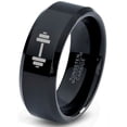 thumbnail image 1 of Tungsten Weightlifting Barbell Weight Band Ring 8mm Men Women Comfort Fit Black Beveled Edge Polished, 1 of 4