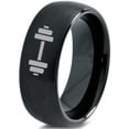 thumbnail image 1 of Tungsten Weightlifting Barbell Weight Band Ring 8mm Men Women Comfort Fit Black Dome Brushed Polished, 1 of 4