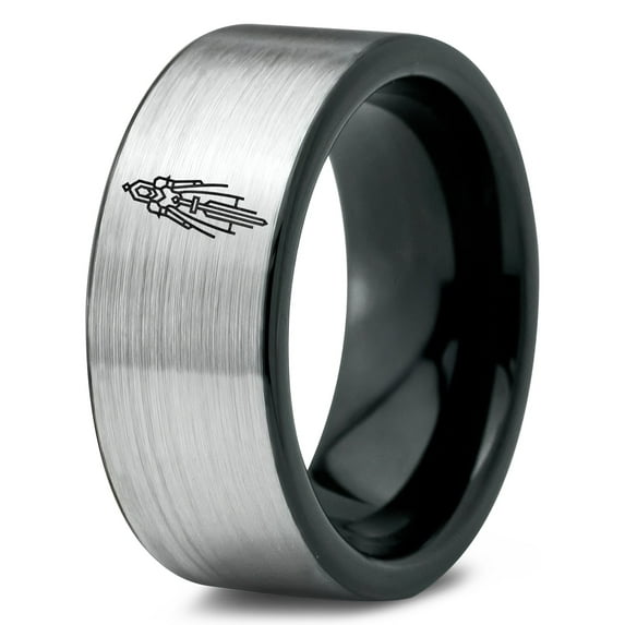 Custom Gamer Tungsten Gray Promise Ring Men Metal Romantic 8 Year Anniversary Gift Funeral