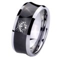 thumbnail image 1 of Tungsten Wolf 8mm Brushed Black Polished Concave Men Ring, 1 of 2