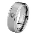thumbnail image 1 of Tungsten Wolf 8mm Brushed Gray Step Edges Men Ring, 1 of 2