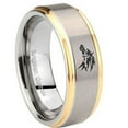 thumbnail image 1 of Tungsten Wolf Design 8mm Brushed Gray Gold Step Edges Men Ring, 1 of 2