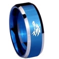 thumbnail image 1 of Tungsten Wolf Design 8mm Glossy Blue Two Tone Polished Beveled Edges Men Ring, 1 of 2