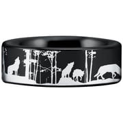 Tungsten Wolf Pack Ring