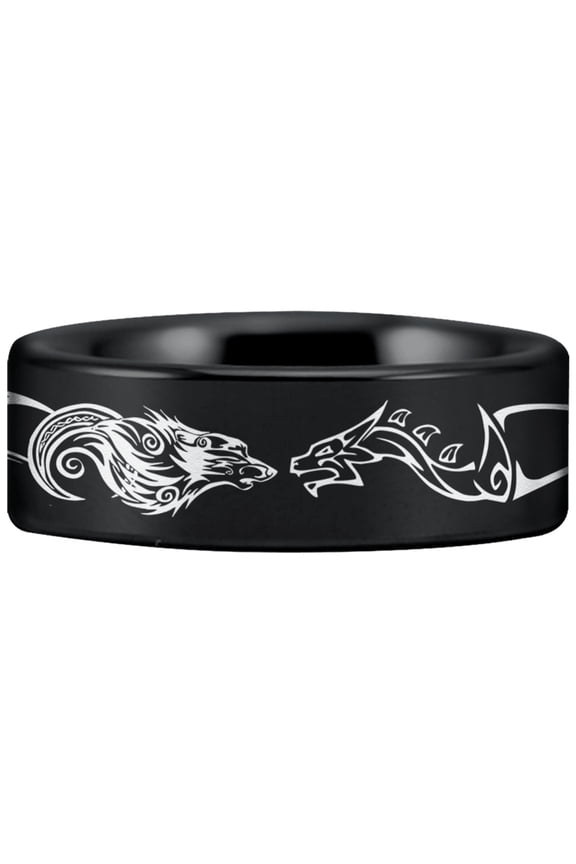 Tungsten Wolf and Dragon Ring