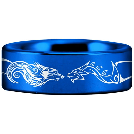 Tungsten Wolf and Dragon Ring
