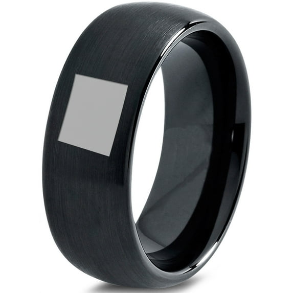 Tungsten Wyoming The Equality State Band Ring 8mm Men Women Comfort Fit Black Dome Brushed Polished