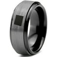 thumbnail image 1 of Tungsten Wyoming The Equality State Band Ring 8mm Men Women Comfort Fit Black Step Bevel Edge Brushed Gray Polished, 1 of 4