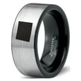 thumbnail image 1 of Tungsten Wyoming The Equality State Band Ring 8mm Men Women Comfort Fit Brushed Gray Flat Cut Black Polished, 1 of 4