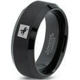 thumbnail image 1 of Tungsten Wyoming The Equality State Horse Riding Band Ring 8mm Men Women Comfort Fit Black Beveled Edge Brushed Polished, 1 of 4