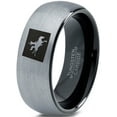 thumbnail image 1 of Tungsten Wyoming The Equality State Horse Riding Band Ring 8mm Men Women Comfort Fit Black Dome Brushed Gray Polished, 1 of 4