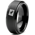 thumbnail image 1 of Tungsten Wyoming The Equality State Horse Riding Band Ring 8mm Men Women Comfort Fit Black Step Bevel Edge Brushed Polished, 1 of 4